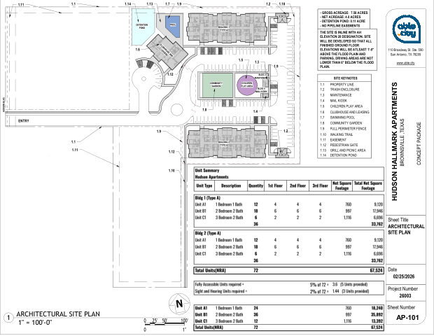 Architectural site plan, sheet AP-101