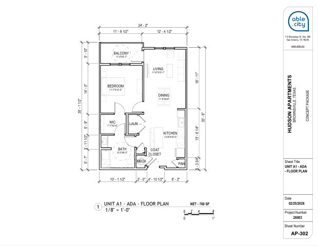 Unit A1 — accessible, sheet AP-302