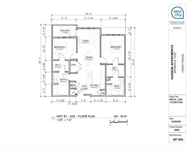 Unit B1 — accessible, sheet AP-304